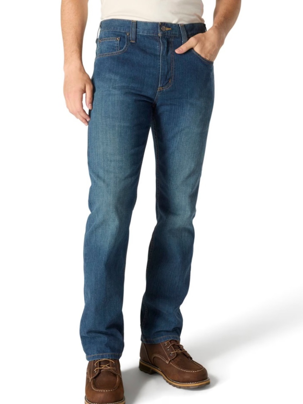 Carhartt Men's Relaxed Fit Denim Jeans - Dark Blue with Gold Stitching 28x30